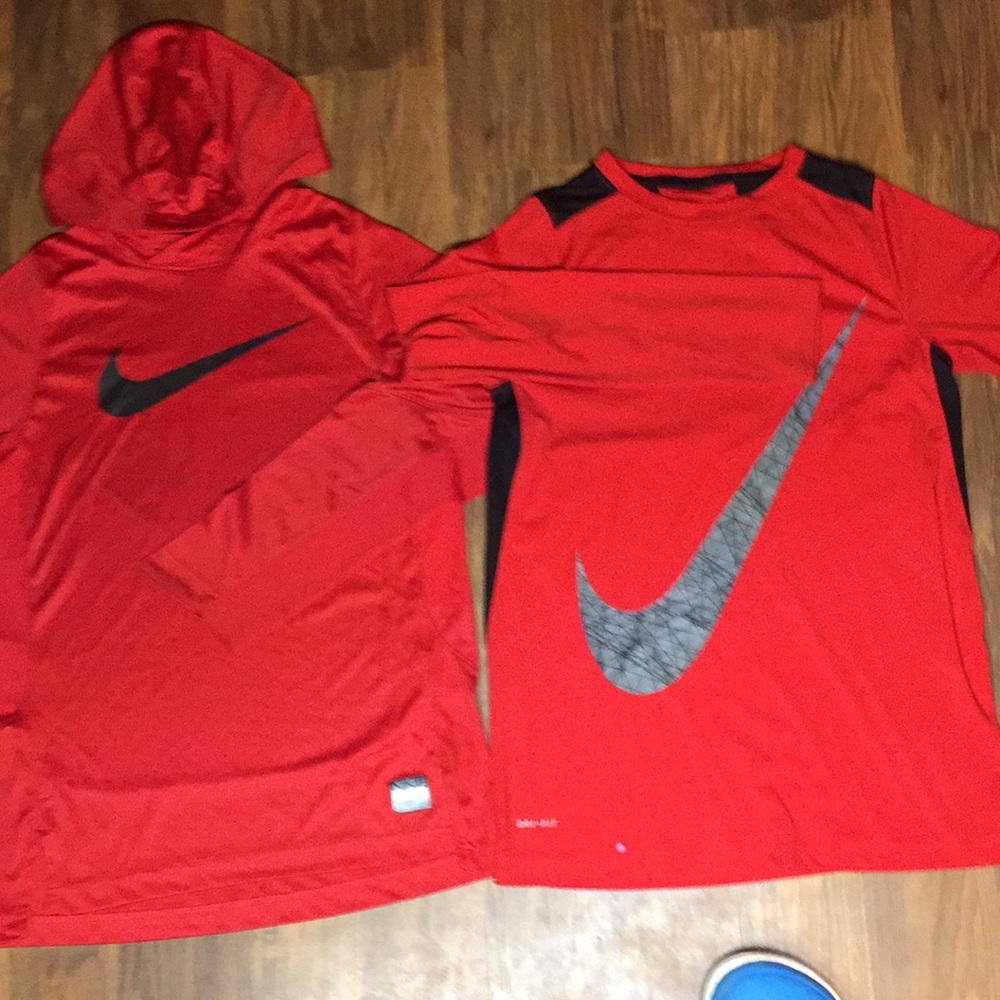 Red and black nike shirts